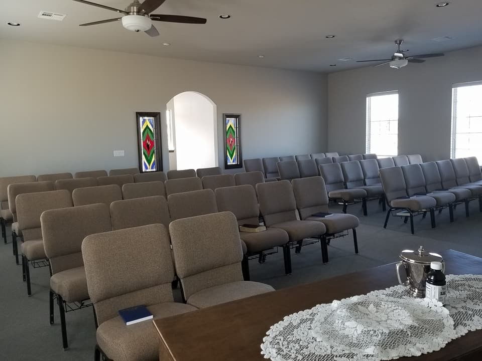 Inside the West View Church of Christ meeting house